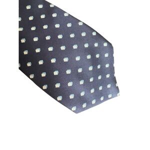 Vittorio Rex 100% Silk Men's Tie Navy Blue Geometric Print Made in Italy 58.5x3"